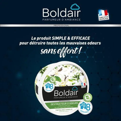 BOLDAIR Pot 300g Gel destructeur d'odeurs parfum Thé blanc vanille