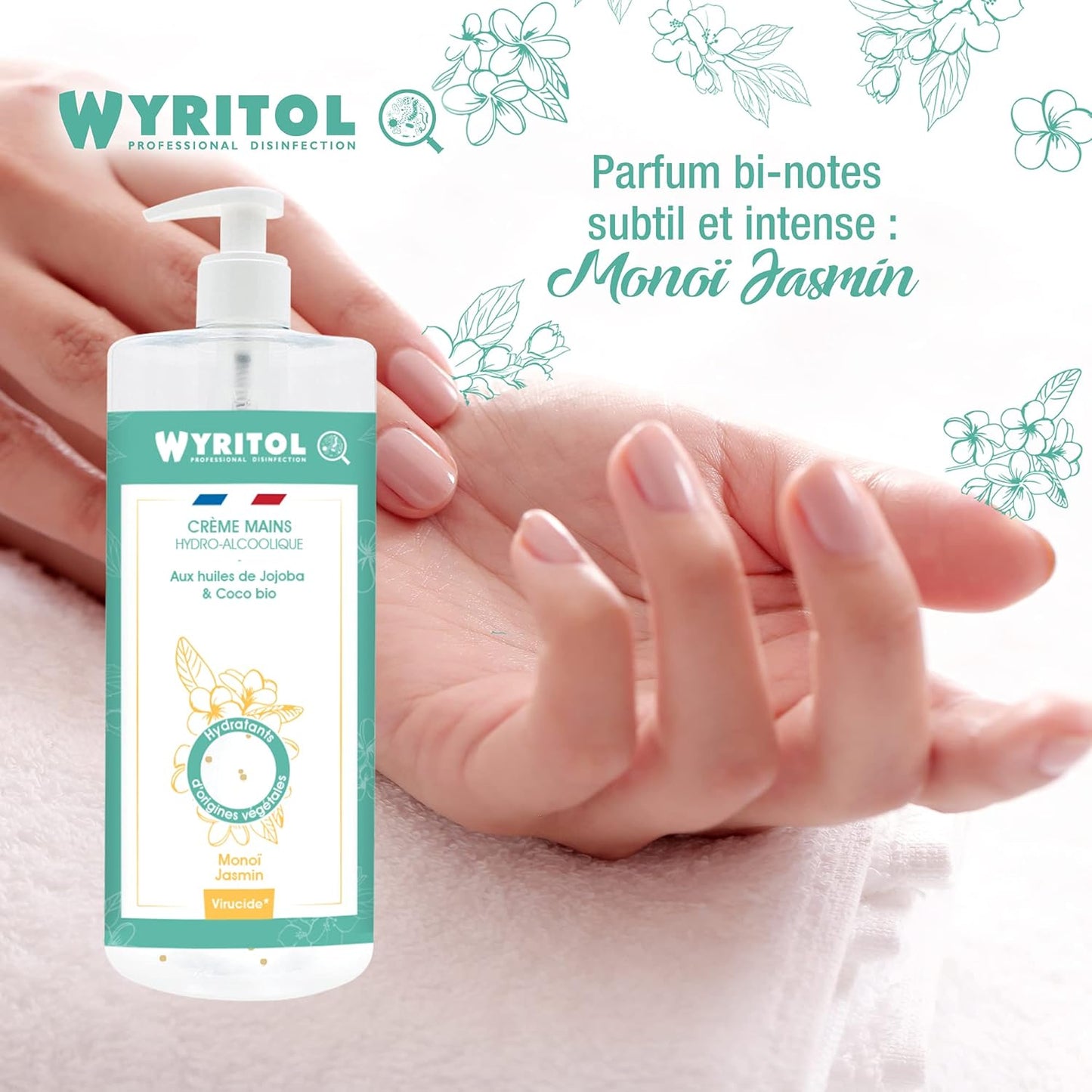 WYRITOL CRÈME MAINS HYDRO-ALCOOLIQUE MONOÏ JASMIN