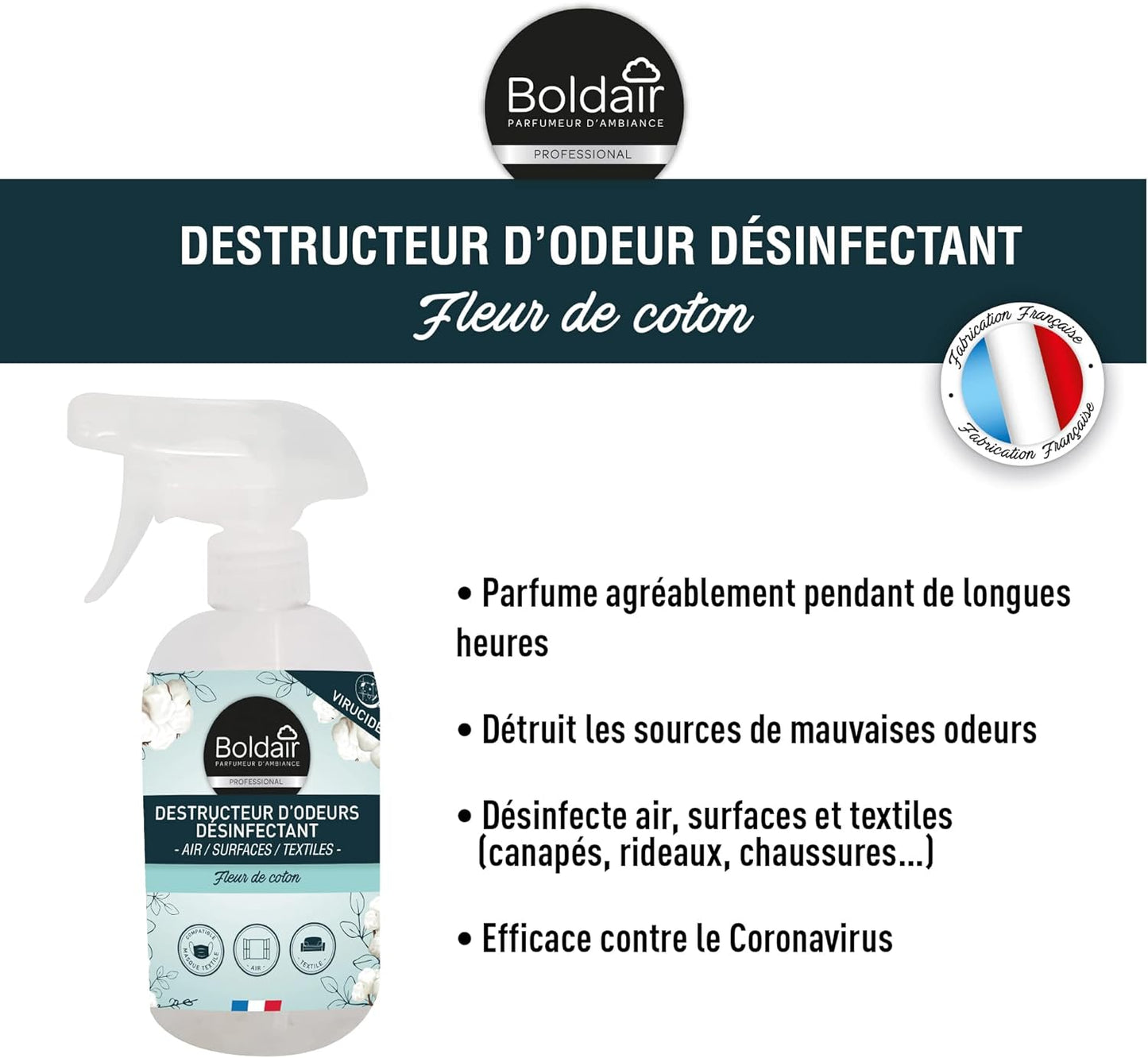 BOLDAIR DESTRUCTEURS D’ODEURS DÉSINFECTANT FLEUR DE COTON