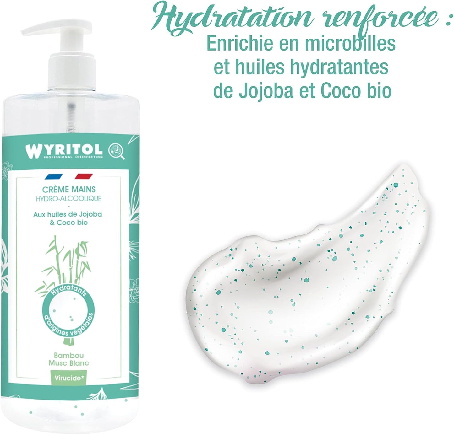 WYRITOL CRÈME MAINS HYDRO-ALCOOLIQUE BAMBOU MUSC BLANC 500ml