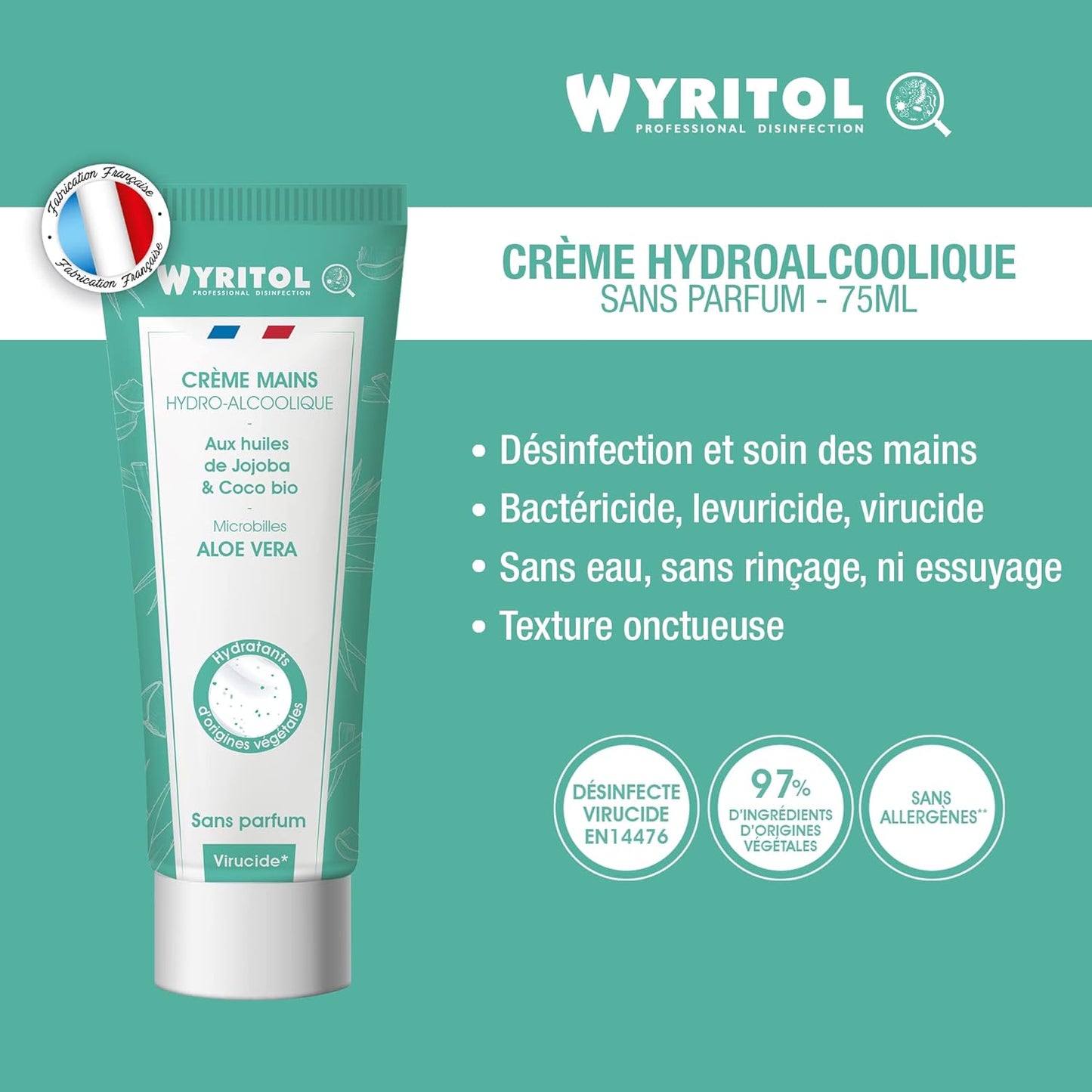 WYRITOL CRÈME MAINS HYDRO-ALCOOLIQUE BAMBOU MUSC BLANC