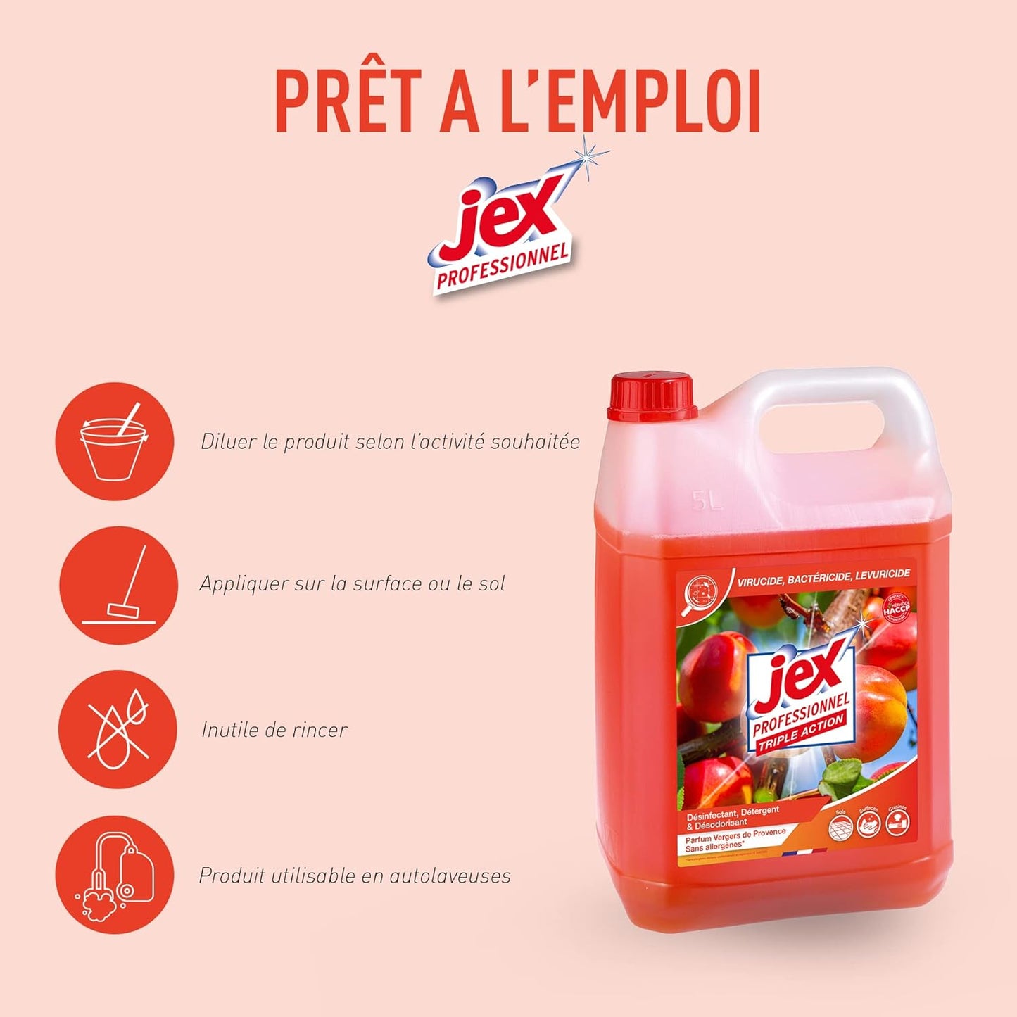 JEX PROFESSIONNEL EXPRESS DÉSINFECTANT TRIPLE ACTION VERGERS DE PROVENCE