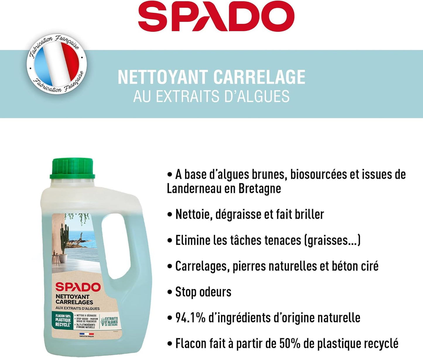 SPADO NETTOYANT SOLS AUX EXTRAITS D’ALGUES 1L