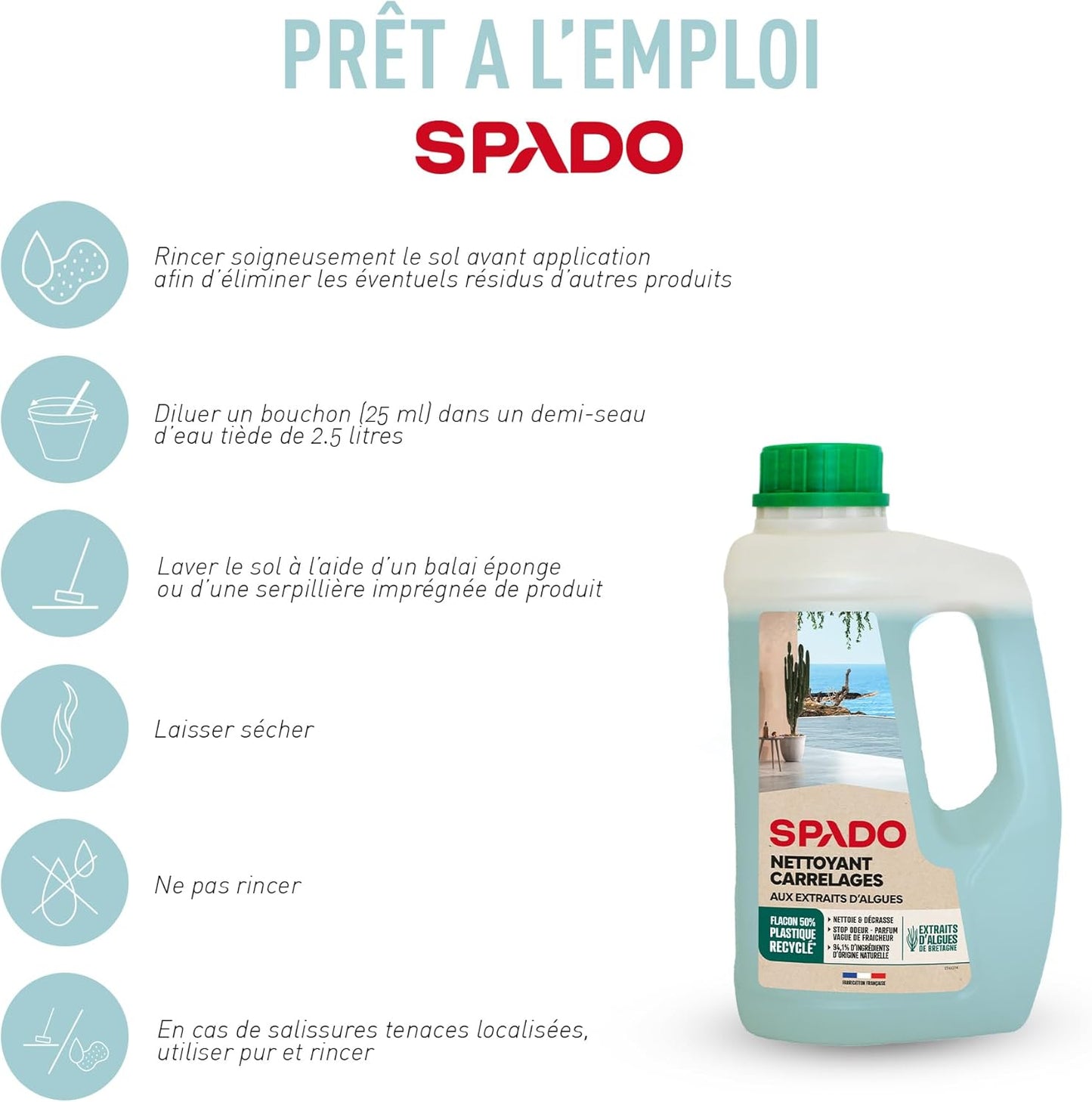 SPADO NETTOYANT SOLS AUX EXTRAITS D’ALGUES 1L