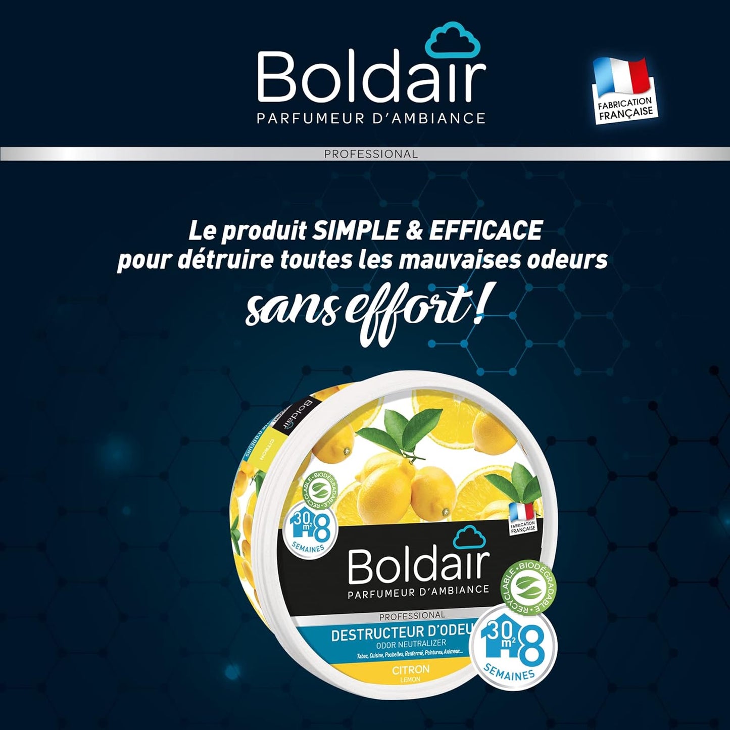 BOLDAIR GEL DESTRUCTEUR D'ODEURS CITRON