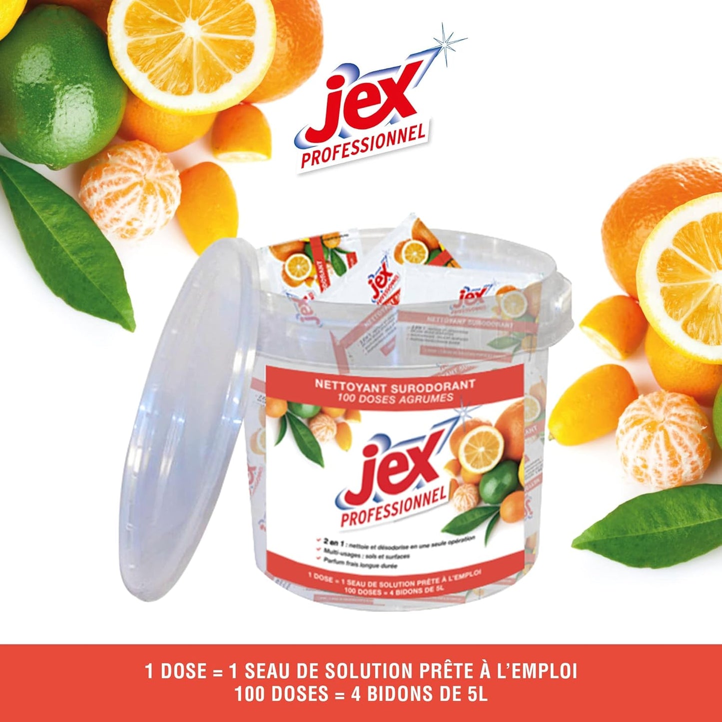 JEX PROFESSIONNEL DOSES NETTOYANTES SURODORANTES AGRUMES