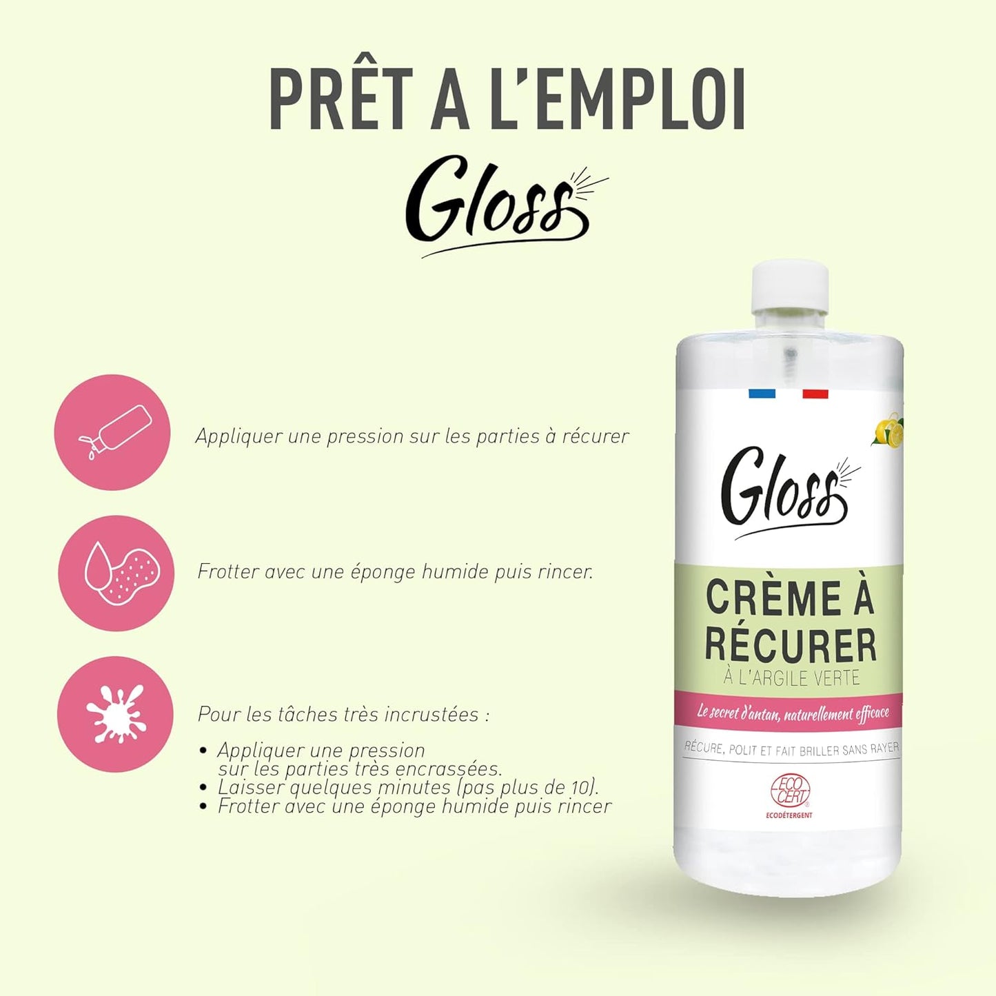 GLOSS ARGILE VERTE CRÈME À RÉCURER ECOCERT