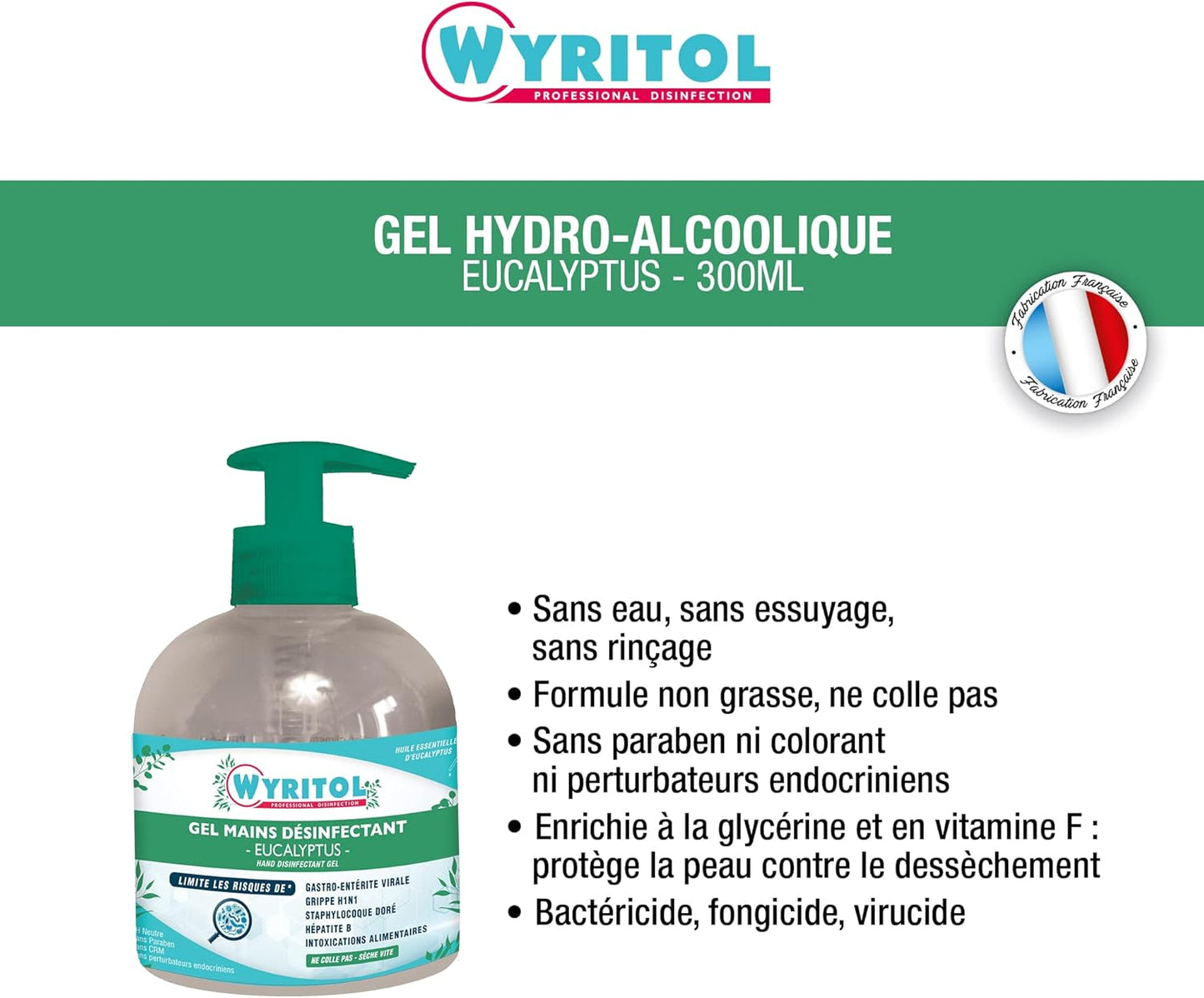 WYRITOL GEL HYDRO-ALCOOLIQUE EUCALYPTUS