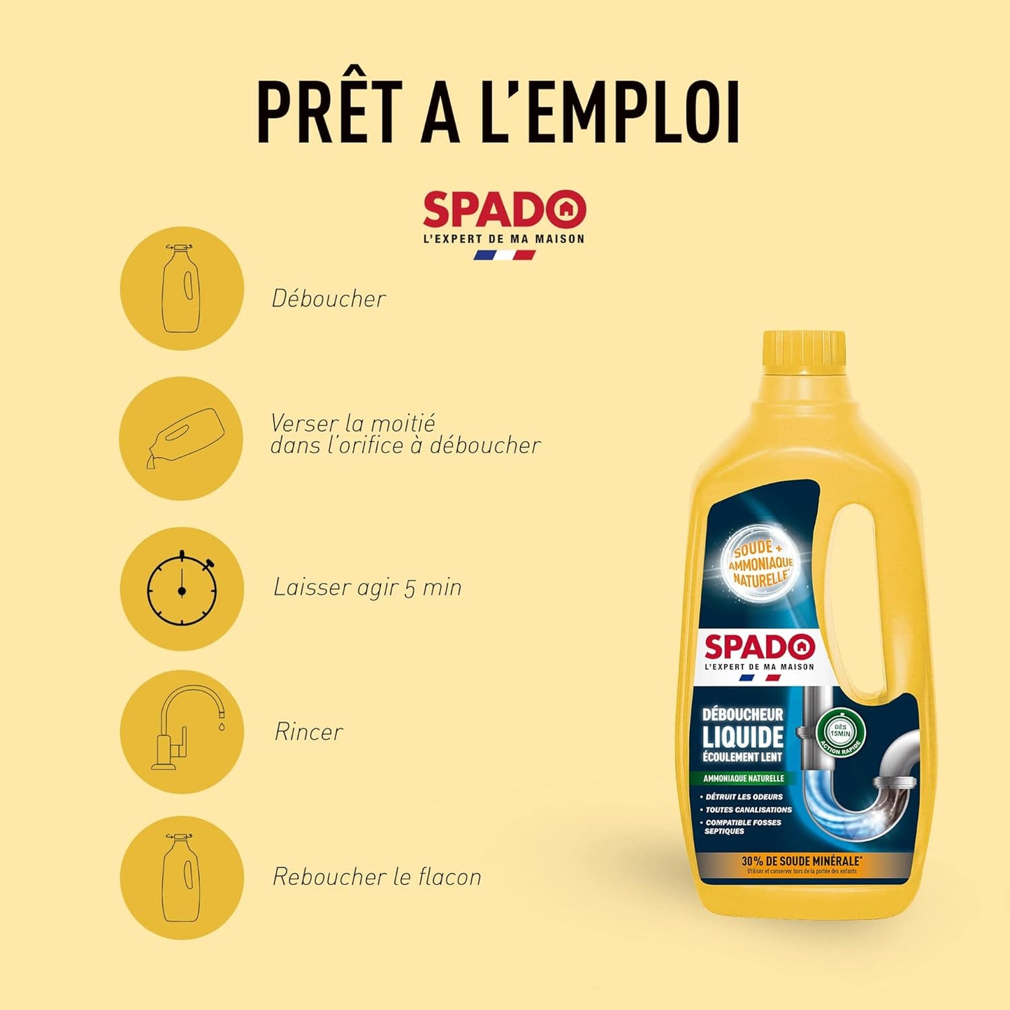 Déboucheur Liquide Spécial Ecoulement Lent - Spado