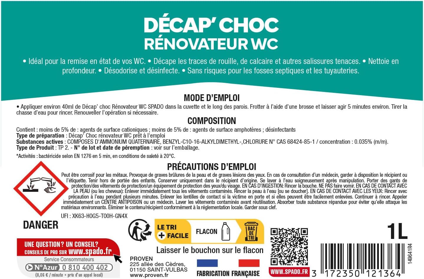 SPADO DÉTARTRANT POUDRE WC 750G