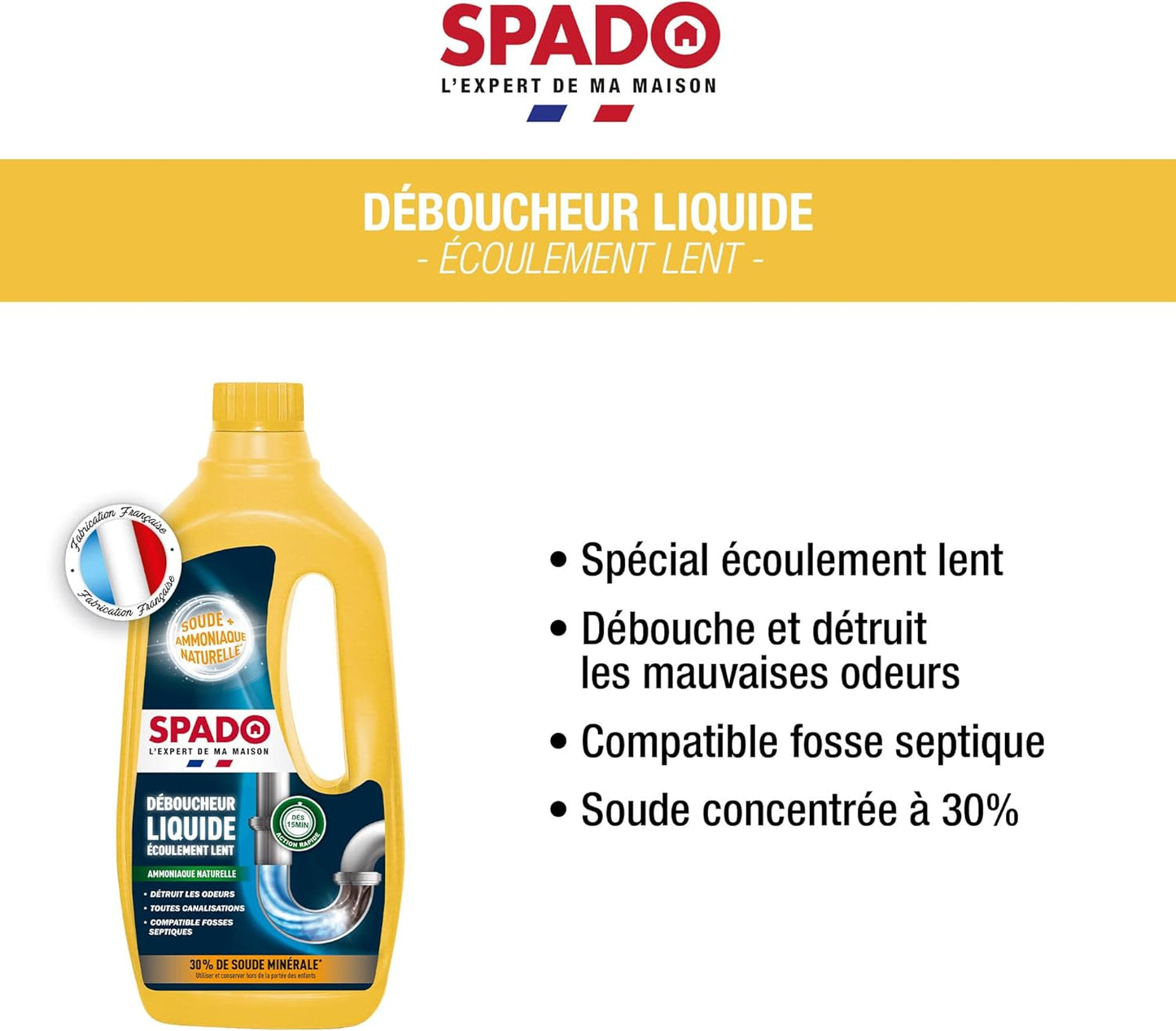 Déboucheur Liquide Spécial Ecoulement Lent - Spado