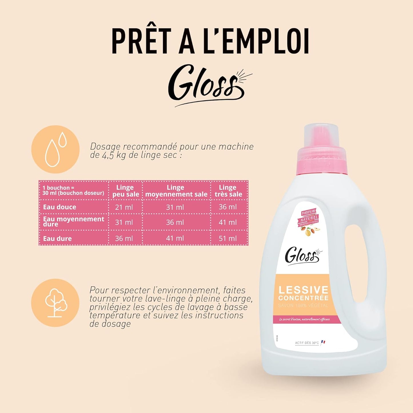 GLOSS LESSIVE AU SAVON VÉGÉTAL AMANDE ET COING