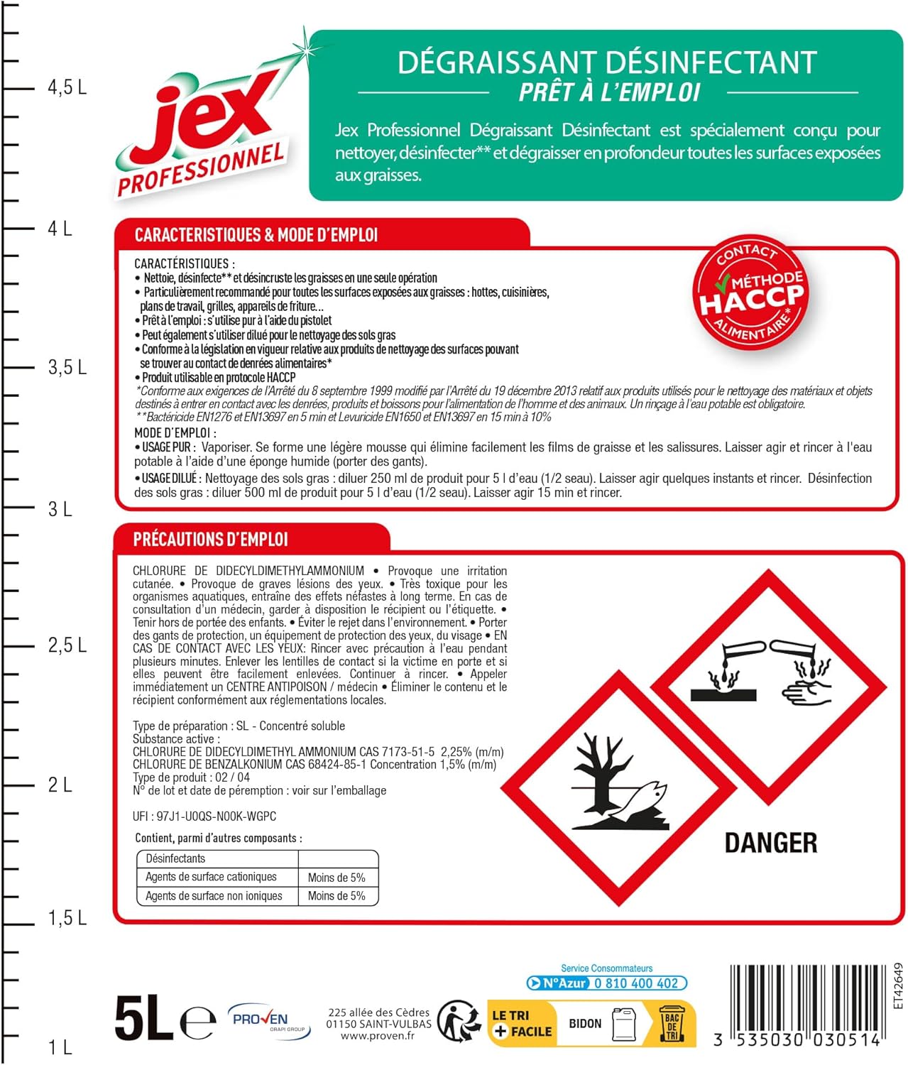 JEX PROFESSIONNEL DÉGRAISSANT DÉSINFECTANT