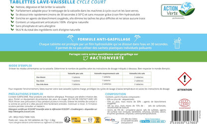 Tablettes lave vaisselle cycle court ecocert x160